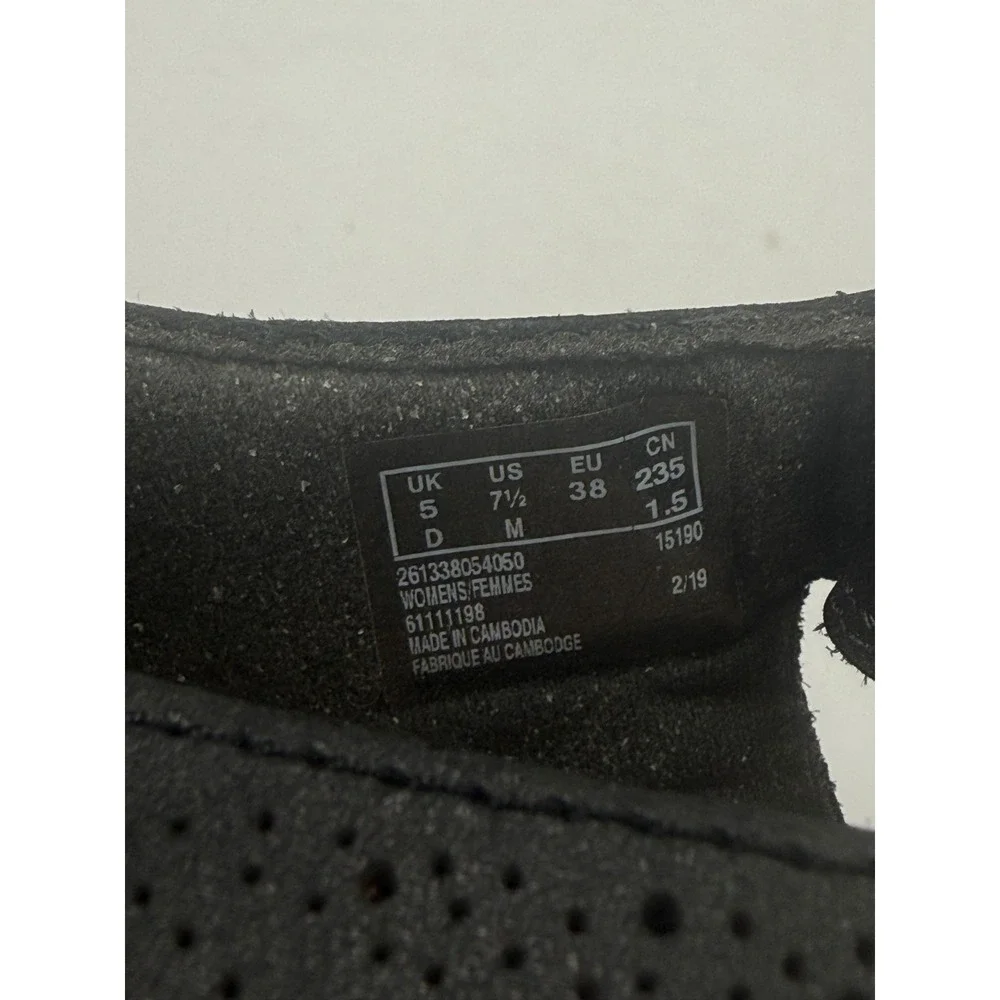 Clarks Lafely Rosen Wedge Sandals Black Leather Espadrille Slingback 7.5M